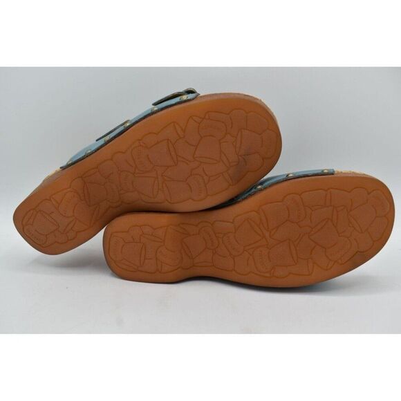 Kork Ease Womens Size 9 Saffron Turquoise Full Grain Leather Slide Sandals Shoes - Picture 10 of 12